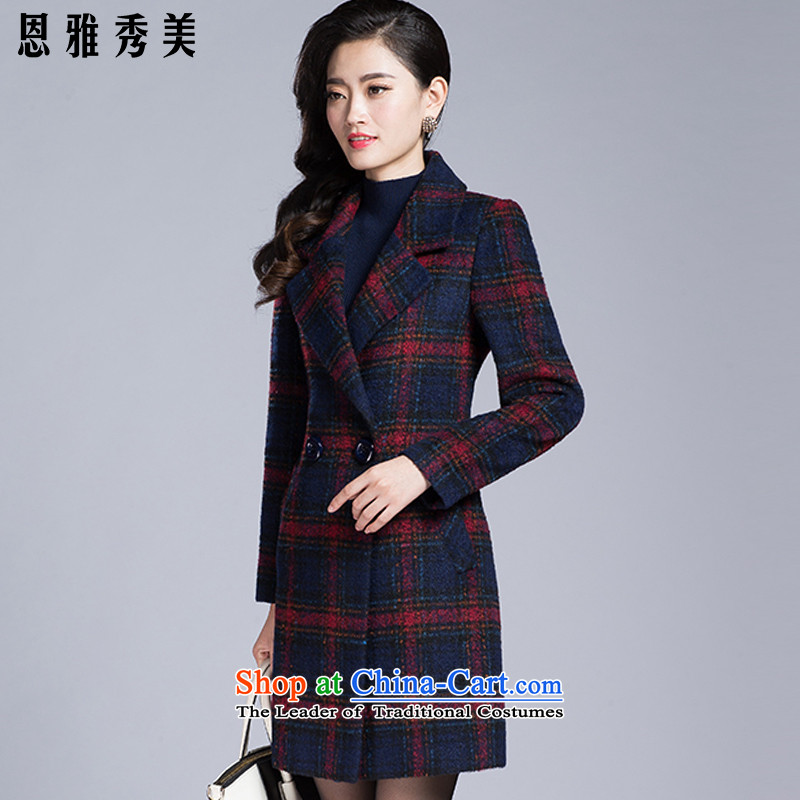 Eun-Ya Xiu 2015 autumn and winter new stylish elegance in women's long jacket, latticed long-sleeved gross 1112# coats of? red XL, Updfarmy Chief Su-mi , , , shopping on the Internet