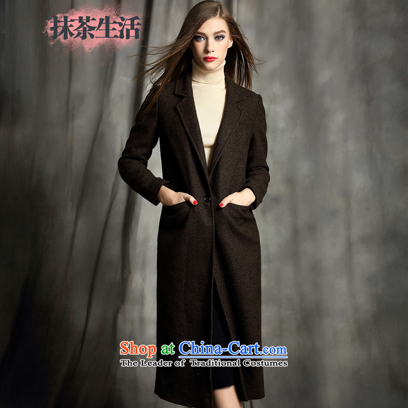 Matcha life wool coat women 2015 gross? the new Europe and the long winter, Sau San solid color jacket? coffee?M Gross pre-sale 11 days_