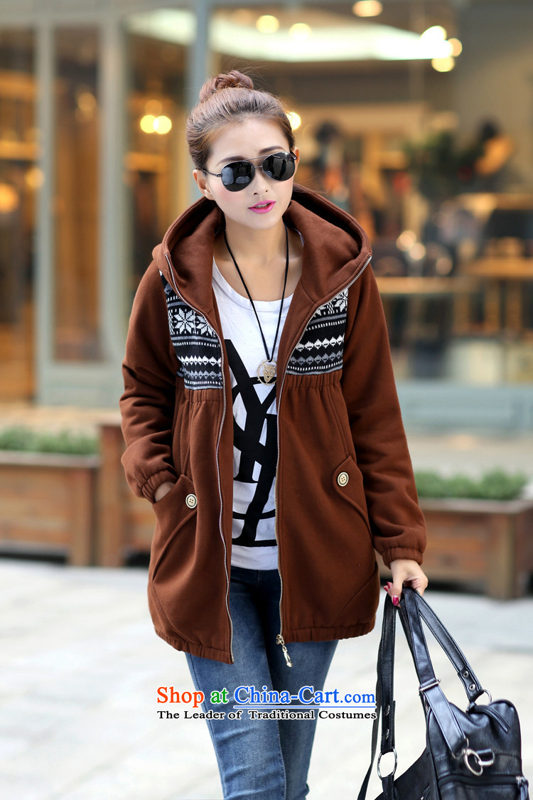 Rui poem M 2015 autumn and winter new Korean version of large numbers of women in the lint-free, long thick sweater girl relaxd casual jacket with cap movement to increase the burden of the Coffee 3XL( 200 is suitable for 150around 922.747) Picture, prices, brand platters! The elections are supplied in the national character of distribution, so action, buy now enjoy more preferential! As soon as possible.