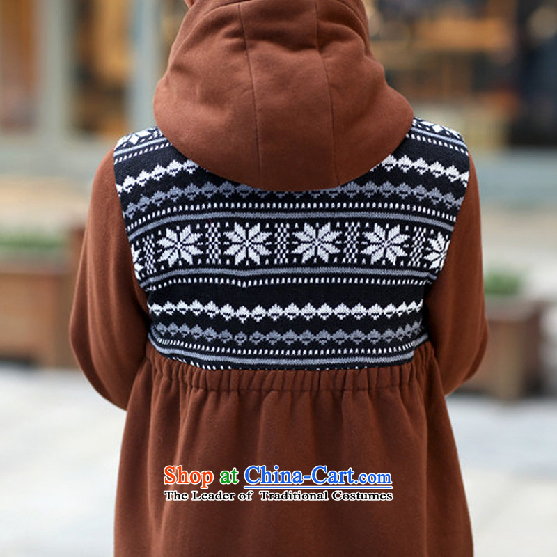 Rui poem M 2015 autumn and winter new Korean version of large numbers of women in the lint-free, long thick sweater girl relaxd casual jacket with cap movement to increase the burden of the Coffee 3XL( 200 150 around 922.747) suitable for poems, m (RUISMEES) , , , shopping on the Internet