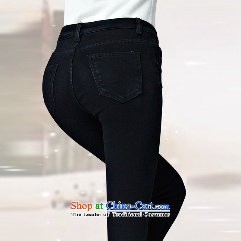 For M- Large 2015 Fall/Winter Collections for women to new xl stylish Sau San plus jeans pants Y1349 lint-free thick black 4XL, for M-shopping on the Internet has been pressed.