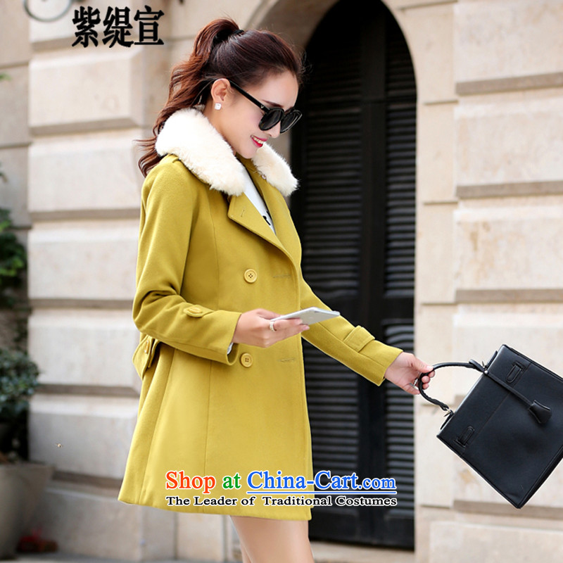 The first declared larger economy women's gross over the medium to longer term? jacket, loose double-a wool coat with collar _81461 WONG 3XL banana around 922.747 150 - 160131