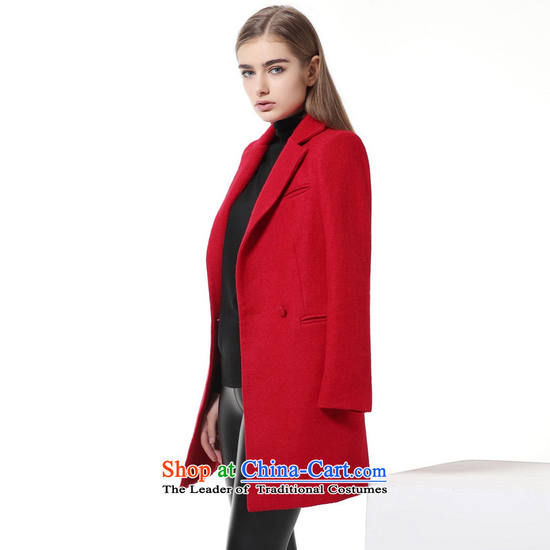 Hundreds of land silk woven 2015 autumn and winter new women's temperament wool long coats that? a jacket BL801203 Sau San big red - The cotton) , L, hundreds of land (BLJF woven silk) , , , shopping on the Internet