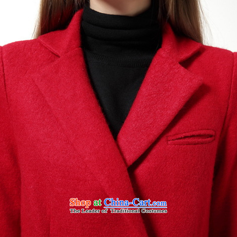 Hundreds of land silk woven 2015 autumn and winter new women's temperament wool long coats that? a jacket BL801203 Sau San big red - The cotton) , L, hundreds of land (BLJF woven silk) , , , shopping on the Internet