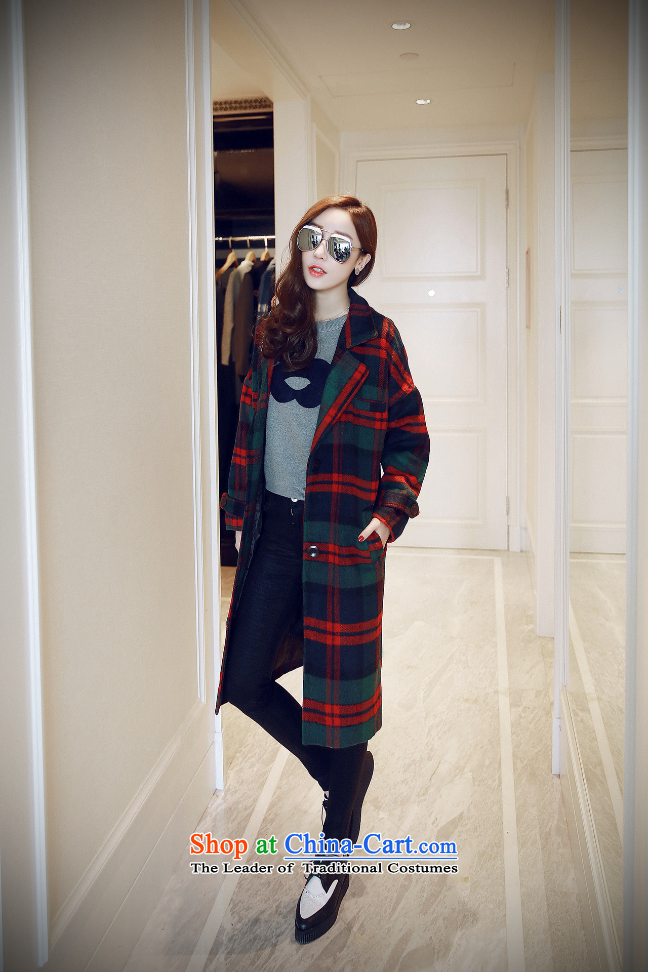 2015 Korean deviation of England retro latticed long single row detained wool female? loose coat picture color S picture, prices, brand platters! The elections are supplied in the national character of distribution, so action, buy now enjoy more preferential! As soon as possible.