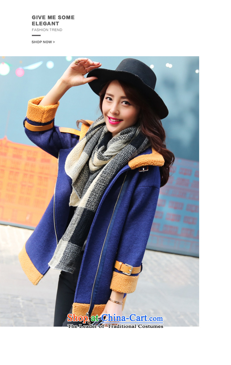 Park woke up to 2015 winter clothing new Korean fashion color plane collision stitching?? jacket coat gross female blue XS picture, prices, brand platters! The elections are supplied in the national character of distribution, so action, buy now enjoy more preferential! As soon as possible.