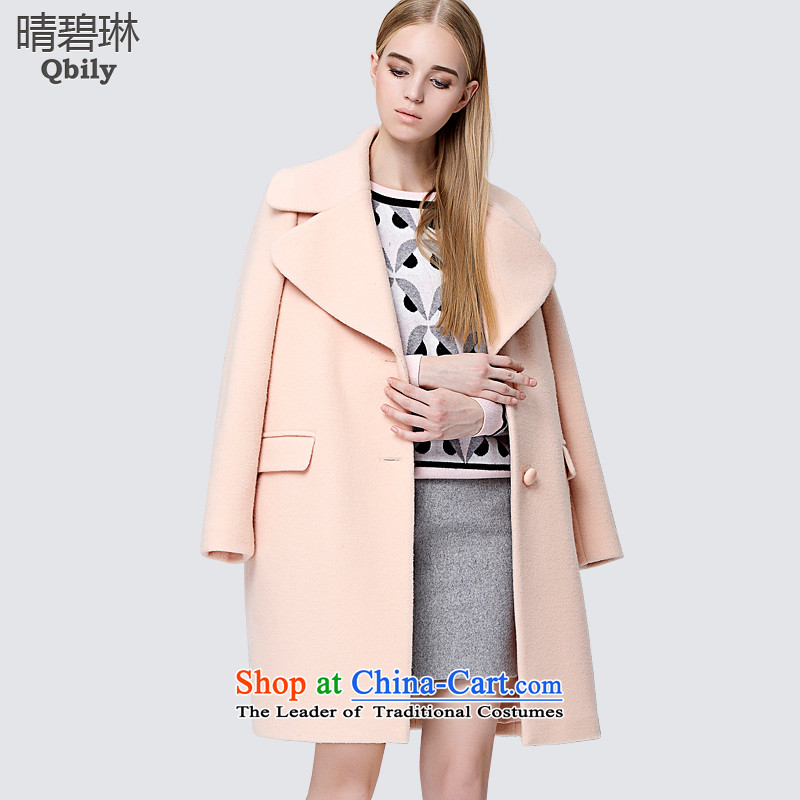 Sunny Pik Lam 2015 autumn and winter new products female minimalist in long-sleeved lapel long single row clip hair? coats orange pink XS