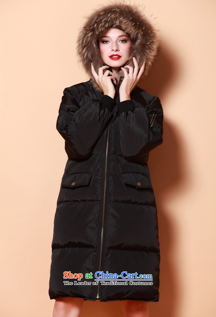 The Korean version of the autumn and winter ONEBUYE large wild stylish nagymaros collar in long-sleeved jacket cotton long downcoat female black L picture, prices, brand platters! The elections are supplied in the national character of distribution, so action, buy now enjoy more preferential! As soon as possible.