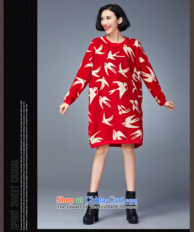 2015 Autumn and Winter Korea MEISUDI version of large numbers of ladies fashionable individual stamp loose wild video thin solid fat mm long-sleeved dresses red are code (loose) Picture, prices, brand platters! The elections are supplied in the national character of distribution, so action, buy now enjoy more preferential! As soon as possible.