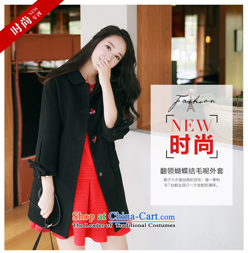 Christy Love 2015 autumn and winter new products Korean lapel bow tie gross? graphics in thin long jacket, a black L is expected female coats issued on 22 November, the price and the brand image of Platters! The elections are supplied in the national character of distribution, so action, buy now enjoy more preferential! As soon as possible.