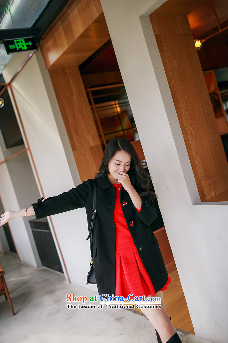 Christy Love 2015 autumn and winter new products Korean lapel bow tie gross? graphics in thin long jacket, a black L is expected female coats issued on 22 November, the price and the brand image of Platters! The elections are supplied in the national character of distribution, so action, buy now enjoy more preferential! As soon as possible.