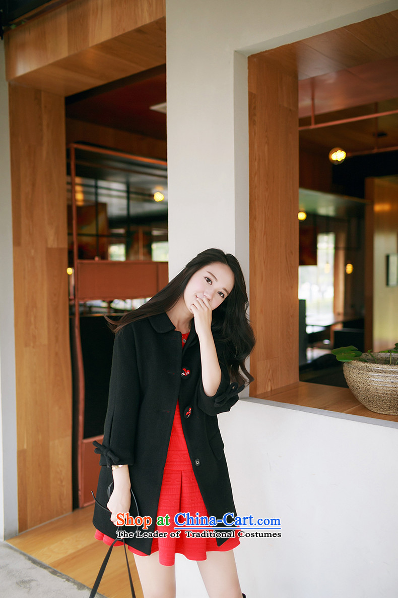 Christy Love 2015 autumn and winter new products Korean lapel bow tie gross? graphics in thin long jacket, a black L is expected female coats issued on 22 November, the price and the brand image of Platters! The elections are supplied in the national character of distribution, so action, buy now enjoy more preferential! As soon as possible.