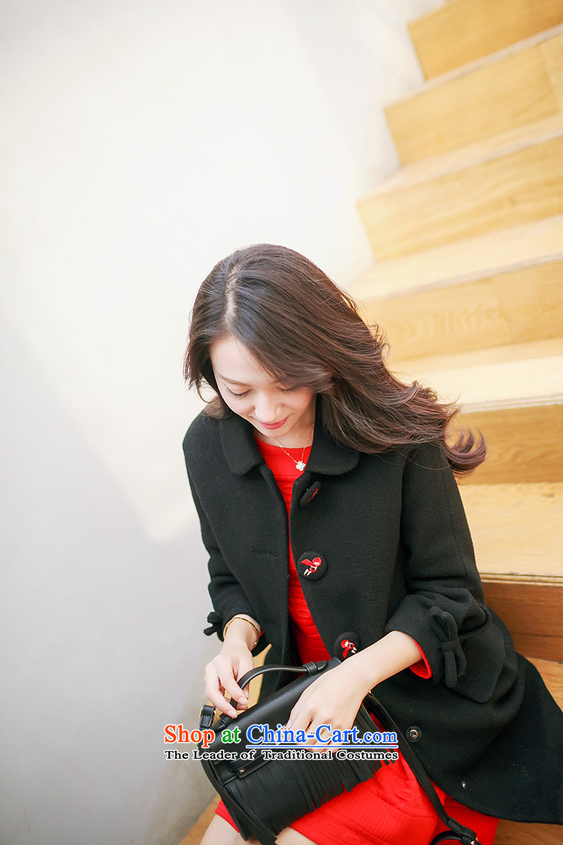 Christy Love 2015 autumn and winter new products Korean lapel bow tie gross? graphics in thin long jacket, a black L is expected female coats issued on 22 November, the price and the brand image of Platters! The elections are supplied in the national character of distribution, so action, buy now enjoy more preferential! As soon as possible.