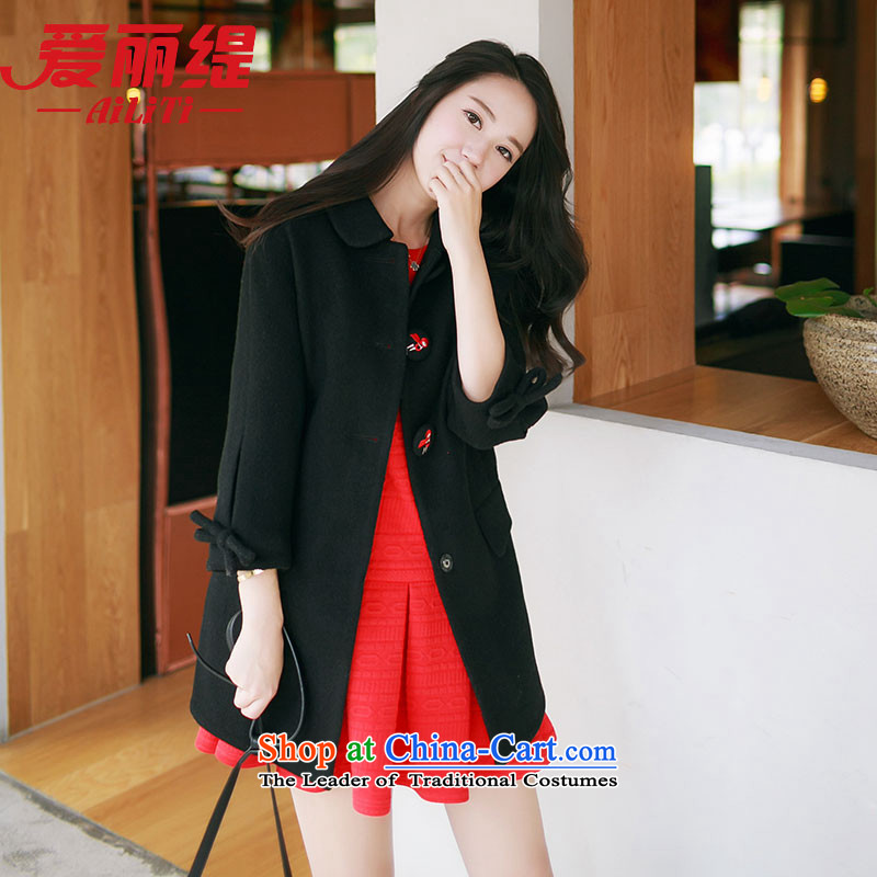 Christy Love 2015 autumn and winter new products Korean lapel bow tie gross? graphics in thin long jacket, a black L is expected female coats issued on 22 November, Christy Love , , , shopping on the Internet