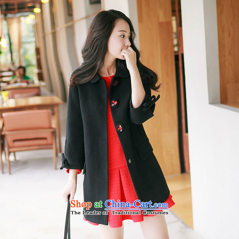 Christy Love 2015 autumn and winter new products Korean lapel bow tie gross? graphics in thin long jacket, a black L is expected female coats issued on 22 November, Christy Love , , , shopping on the Internet