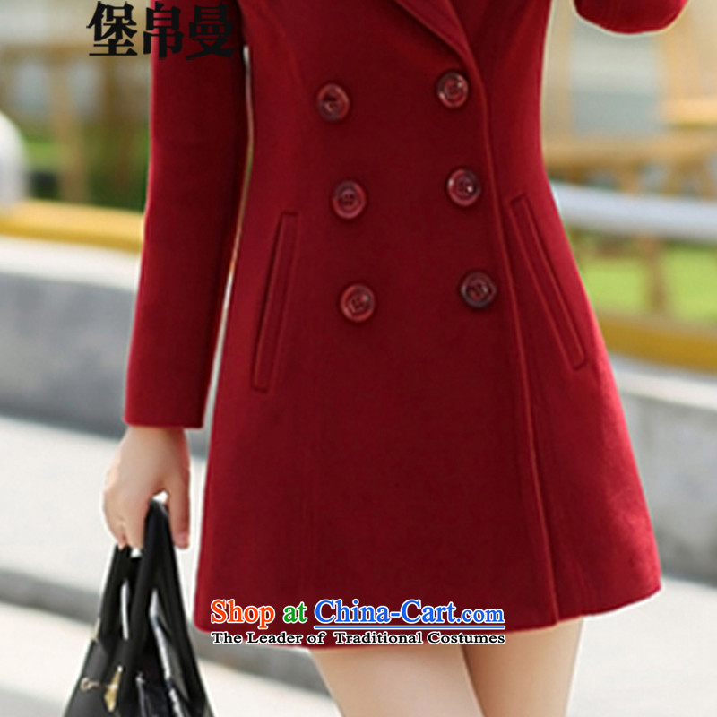 9Cayman 2015 Fort autumn and winter new Korean girl who decorated in double-long hair? 6069 coats wine Red Fort M 8Cayman , , , shopping on the Internet