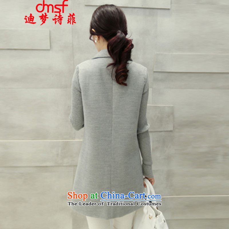 The achievement of poetry, 2015 autumn and winter new women's Korea version in the video thin long Sau San, Western business suits coats a knitting cuff gross? jacket female red windbreaker M Dream Deere (dmsf poem) , , , shopping on the Internet