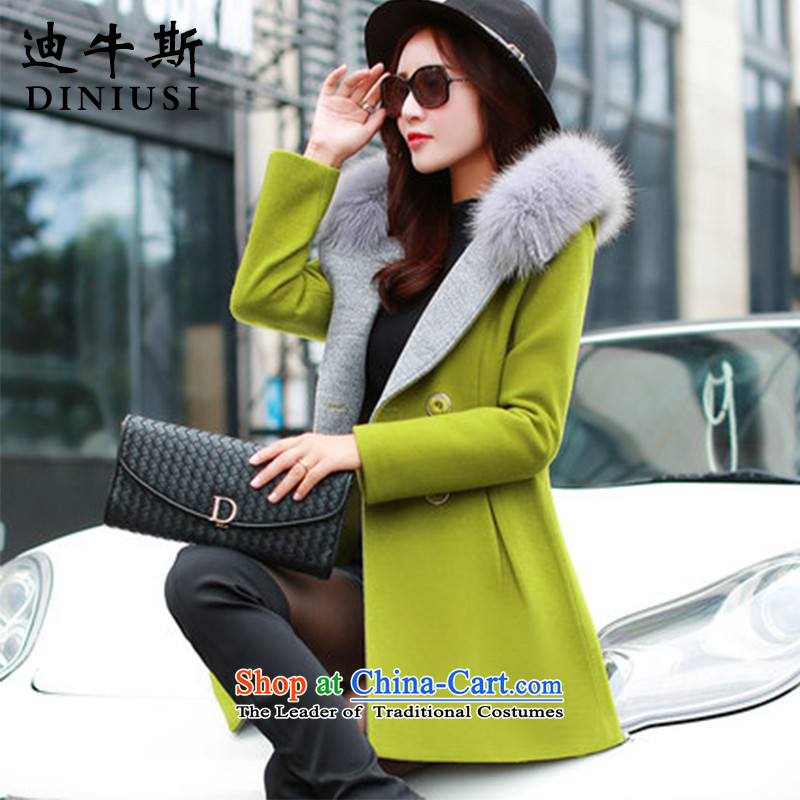 The achievement of the 2015 autumn and winter new women's gross in long jacket?) gross collar cap a wool coat pink , Deere M , , , shopping on the Internet
