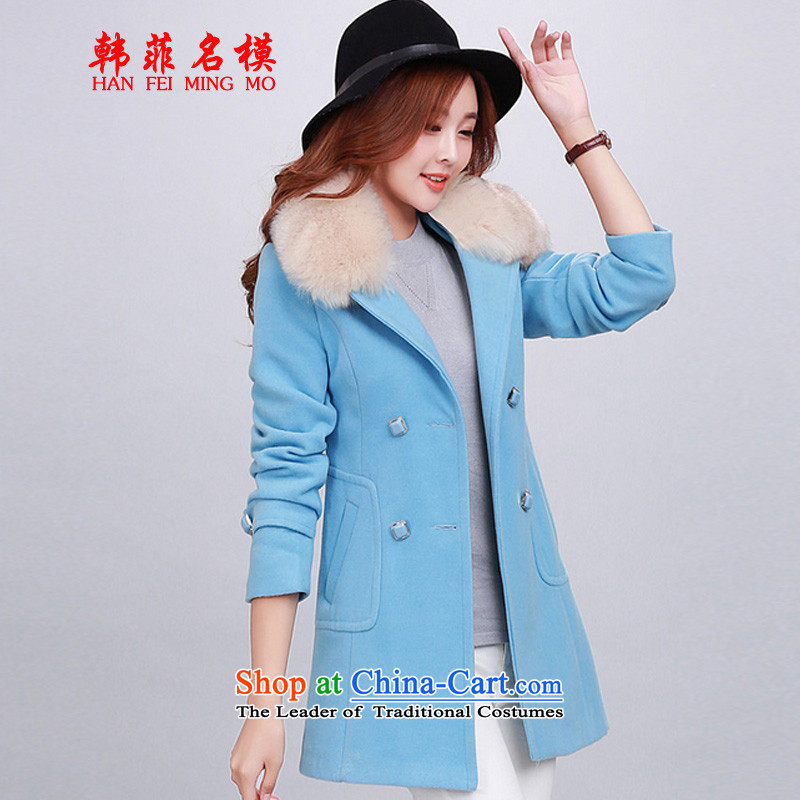 Korea, Model? 2015 Fall_Winter Collections new coats of ladies hair? Korean Wild Women 802 Water Jacket? blue?L