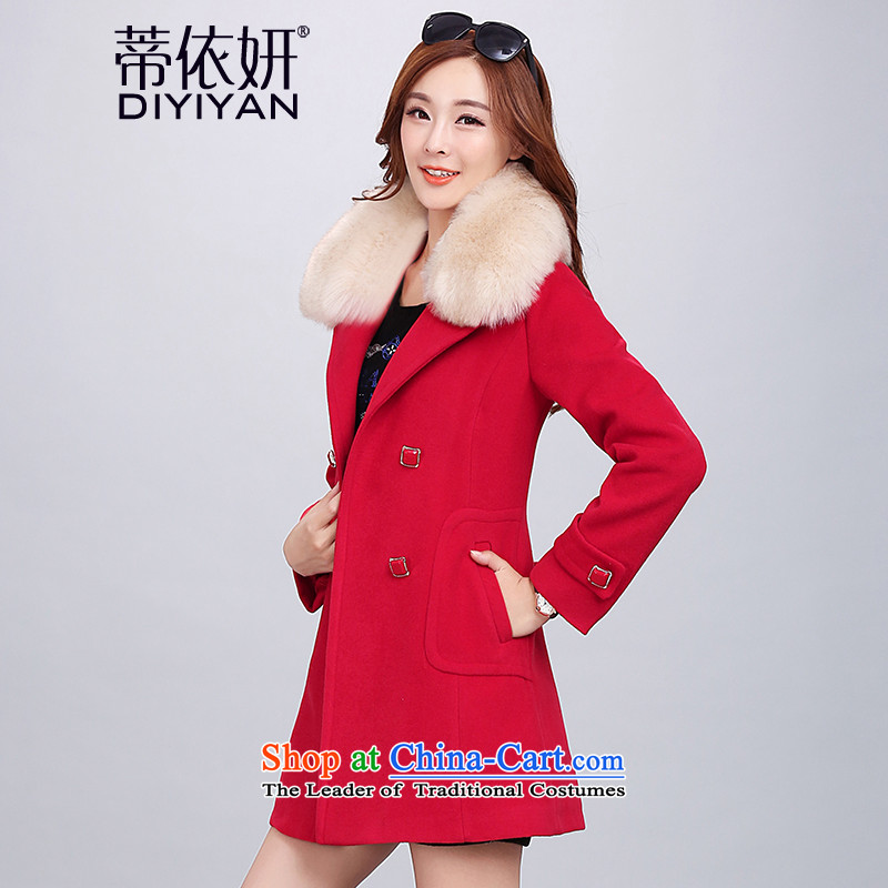 In accordance with Charlene Choi gross is Alfonso coats female 2015 autumn and winter new long-sleeved a wool coat girl in long hair red jacket is     (thick) XL, Charlene Choi has been pressed by Tibor shopping on the Internet