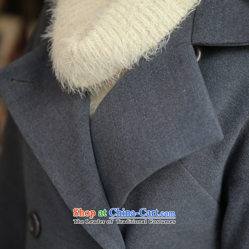 Korean figure 2015 winter new Korean loose video in thin long long-sleeved jacket is pure color gross girls a wool coat female gray , L, Korean figure (HANMITU) , , , shopping on the Internet
