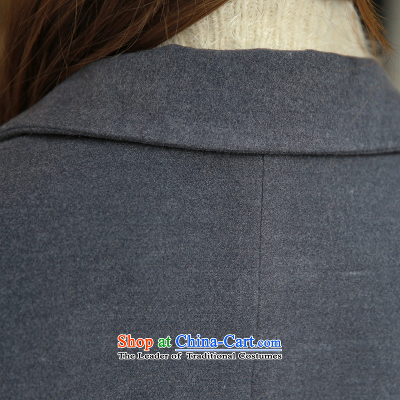 Korean figure 2015 winter new Korean loose video in thin long long-sleeved jacket is pure color gross girls a wool coat female gray , L, Korean figure (HANMITU) , , , shopping on the Internet
