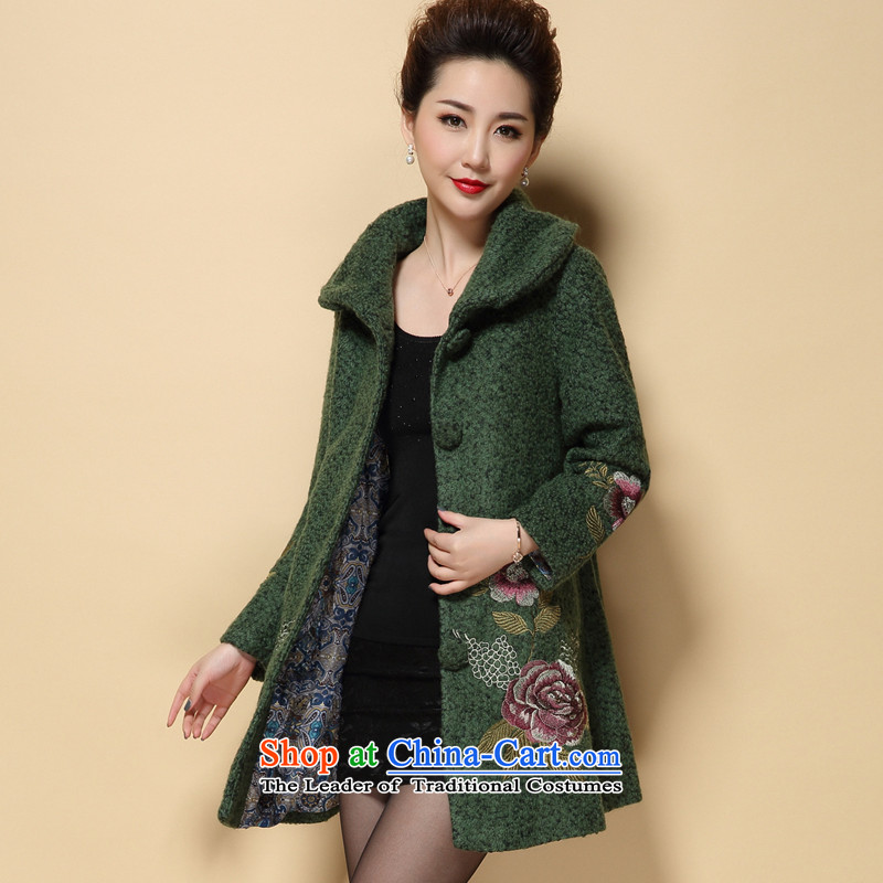 As of 2015, poetry of winter clothing new embroidery? In gross coats of large female MOM pack woolen coat jacket Y0538 GREEN XL, as Lo Sze shopping on the Internet has been pressed.