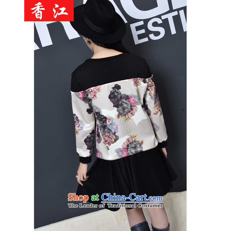 Xiang Jiang 2015 to increase the number of women with thick new autumn mm package graphics thin thick sister two kits 200 catties plus lint-free t-shirt skirts 026 Black Large 5XL, Xiangjiang , , , shopping on the Internet