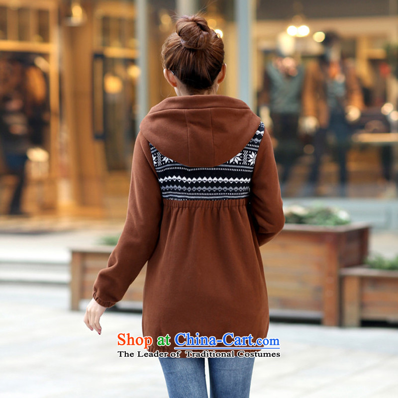All flower 2015 autumn and winter new extra-thick wool female members of the Yi Jin Long in thick MM220) with cap sweater jacket PY8092 brown plus all lint-free XXXL, (QINGSHIDUO) , , , shopping on the Internet