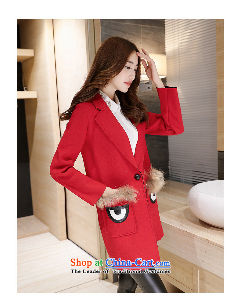 2015 Autumn and winter new e-lycra stylish bag in the medium to long term, Maomao a wool coat female red jacket L picture, prices, brand platters! The elections are supplied in the national character of distribution, so action, buy now enjoy more preferential! As soon as possible.