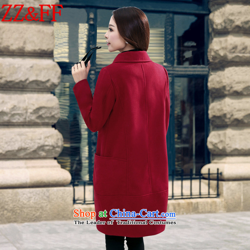 2015 Autumn and winter Zz&ff new Korean version in the Sau San long loose larger gross? jacket a wool coat WT5360 female wine red XXXL,ZZ&FF,,, shopping on the Internet