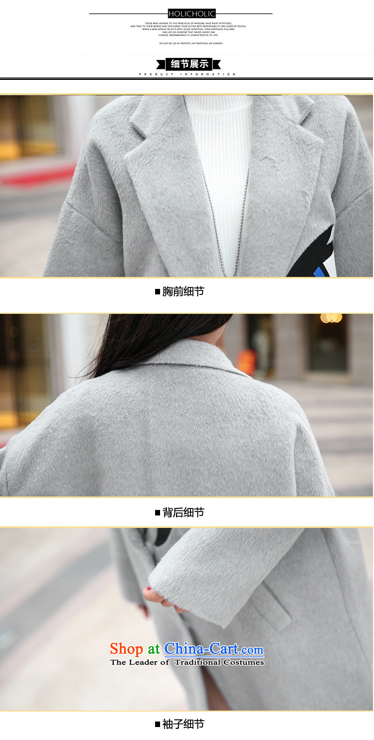 Yu Chien YQ 2015 autumn and winter new trendy big coats gross? long jacket embroidered Y320 lapel gray M picture, prices, brand platters! The elections are supplied in the national character of distribution, so action, buy now enjoy more preferential! As soon as possible.