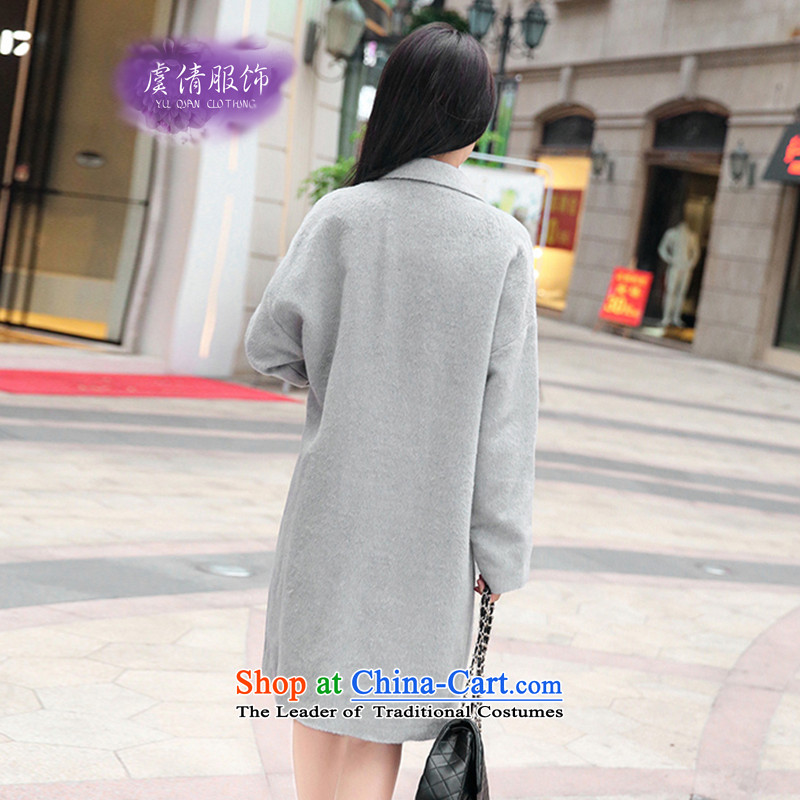 Yu Chien YQ 2015 autumn and winter new trendy big coats gross? long jacket embroidered Y320 lapel gray M Yu Chien dress (YU QIAN) , , , shopping on the Internet
