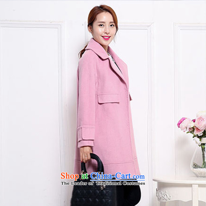 Belot Qi wool coat girl in the winter so long Embroidery Stamp double-jacket female Korea gross? Edition yellow color M4 Kei (beiluoqi db(A) , , , shopping on the Internet