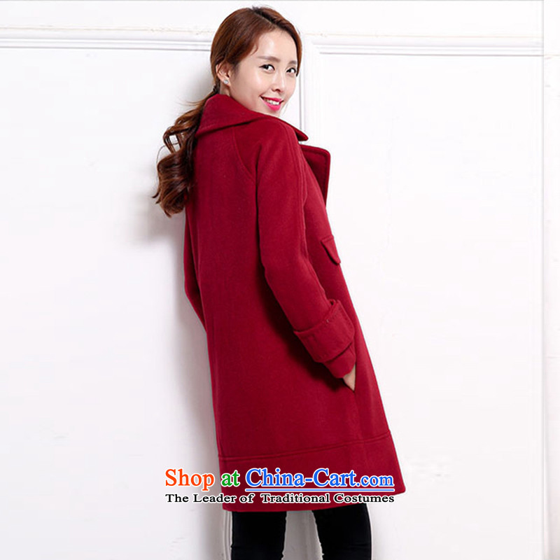 Belot Qi wool coat girl in the winter so long Embroidery Stamp double-jacket female Korea gross? Edition yellow color M4 Kei (beiluoqi db(A) , , , shopping on the Internet