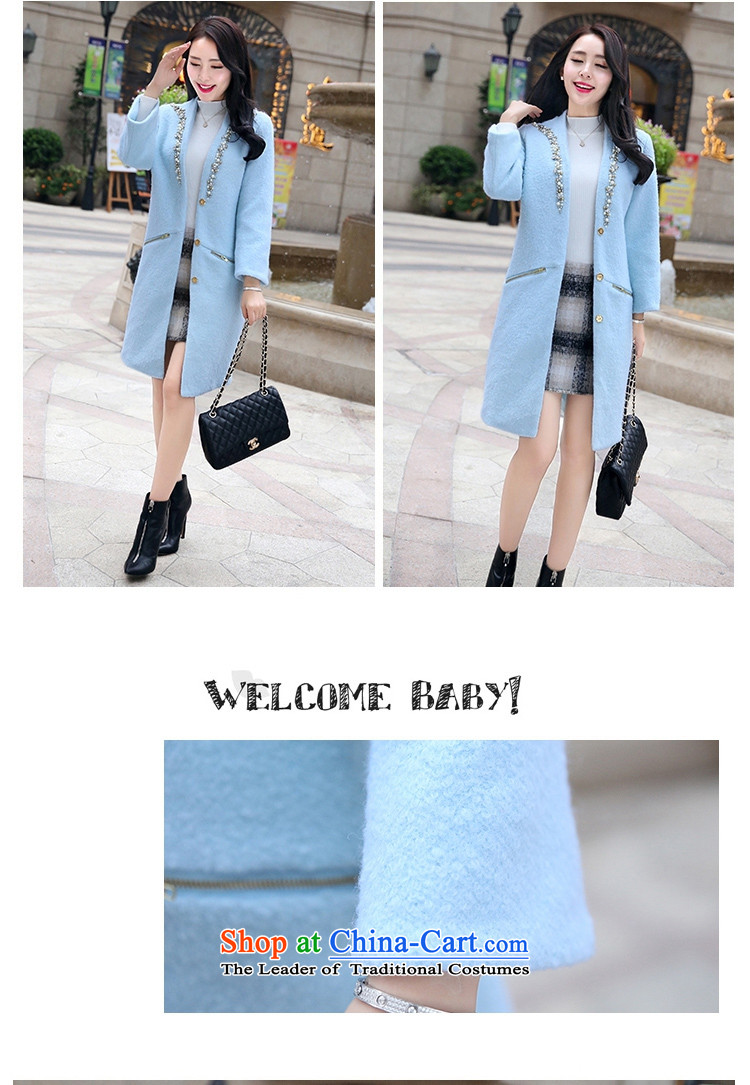 Yu Chien YQ 2015 autumn and winter nail pearl diamond V-neck in long aristocratic wool temperament elegant jacket Y322 gross? thick blue M picture, prices, brand platters! The elections are supplied in the national character of distribution, so action, buy now enjoy more preferential! As soon as possible.