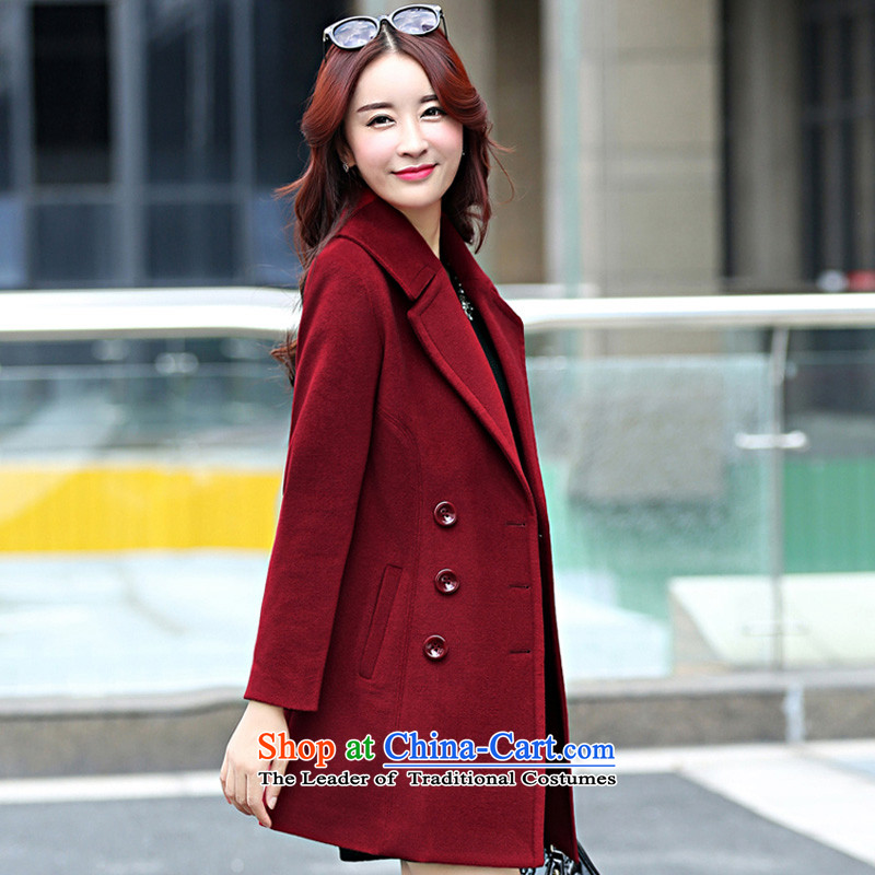 Ms Audrey EU's 2015 romantic Connie European site Korean New larger lapel autumn and winter coats girl in gross? Long temperament a wool coat green jacket , L, romantic Connie Na (LANGNIMANWEINA Ms Audrey Eu) , , , shopping on the Internet