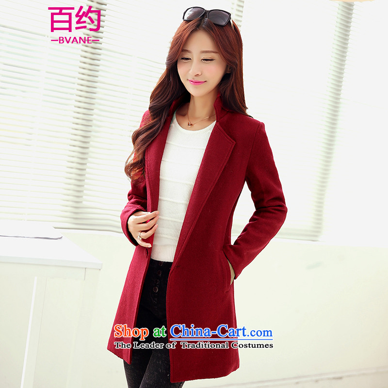 The new 2015 BVANE Fall/Winter Collections Korean fashion lapel video thin coat female OL temperament gross coats, wine red L? (BVANE hundreds) , , , shopping on the Internet