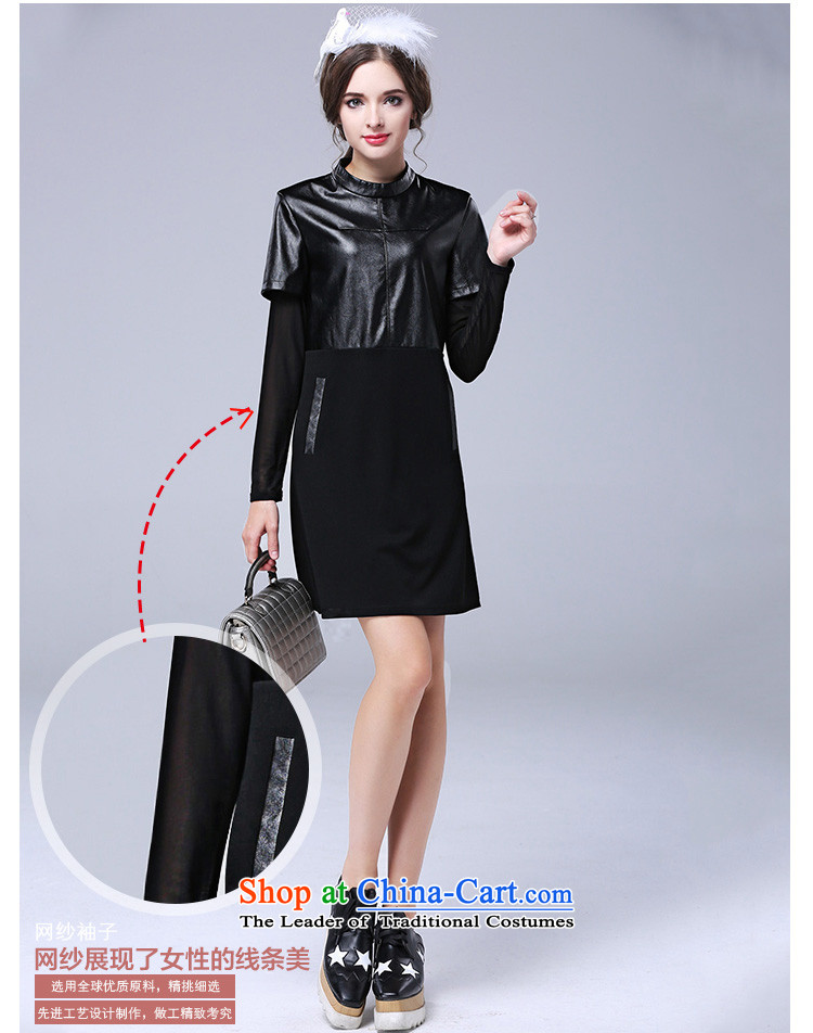 Rui Mei to large 2015 Fall/Winter Collections for women to new XL Sau San PU stitching forming the long-sleeved dresses N1636 2XL Photo Black, prices, brand platters! The elections are supplied in the national character of distribution, so action, buy now enjoy more preferential! As soon as possible.