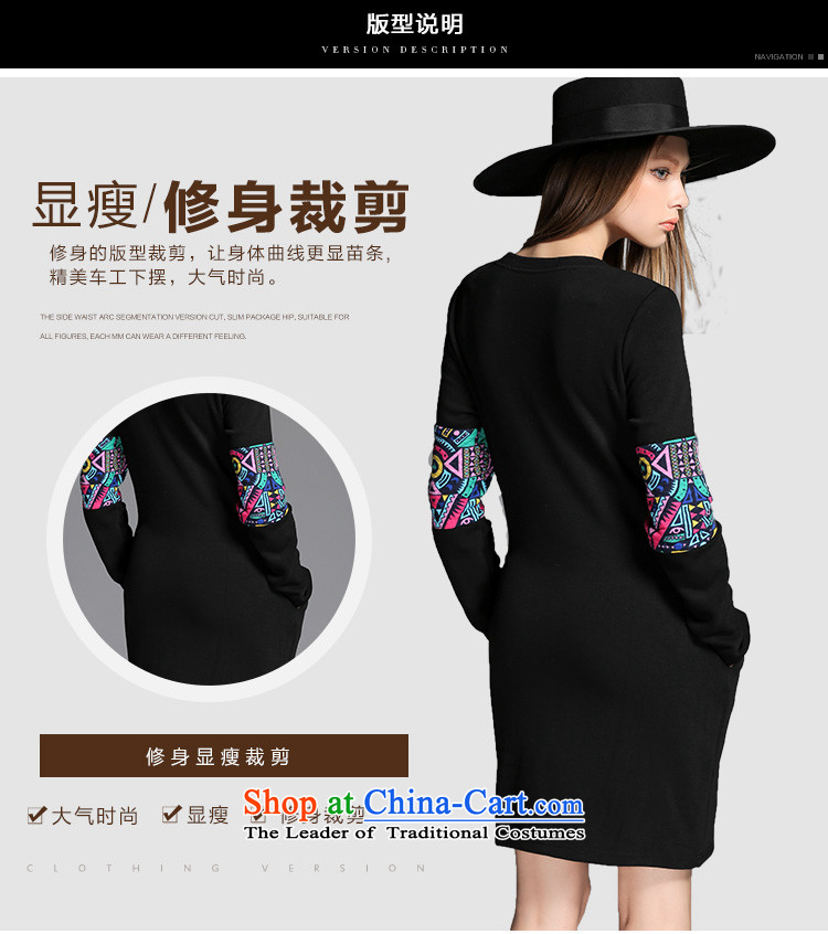 The new 2015 Elizabeth discipline Western New larger female winter thick sister plus lint-free long-sleeved thickened the skirt Fashion cartoon stamp forming the skirt ZR2151- 2XL Photo Black, prices, brand platters! The elections are supplied in the national character of distribution, so action, buy now enjoy more preferential! As soon as possible.
