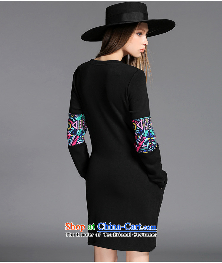 The new 2015 Elizabeth discipline Western New larger female winter thick sister plus lint-free long-sleeved thickened the skirt Fashion cartoon stamp forming the skirt ZR2151- 2XL Photo Black, prices, brand platters! The elections are supplied in the national character of distribution, so action, buy now enjoy more preferential! As soon as possible.