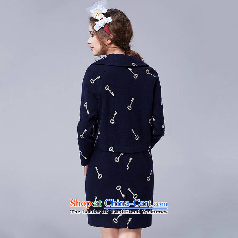 Rui Mei to large 2015 Fall/Winter Collections for women to new xl loose in the long hair? jacket coat embroidered N1331 3XL, dark blue, the US stock (RIUMILVE) , , , shopping on the Internet