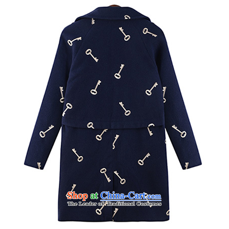 Rui Mei to large 2015 Fall/Winter Collections for women to new xl loose in the long hair? jacket coat embroidered N1331 3XL, dark blue, the US stock (RIUMILVE) , , , shopping on the Internet