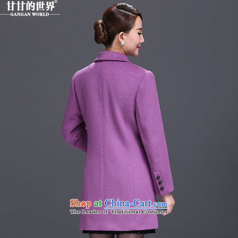 Gangan World 2015 autumn and winter new middle-aged female loaded with solid color suit mom for gross butted long)? aromatic violet XL, GANGAN WORLD (WORLD).... GANGAN shopping on the Internet