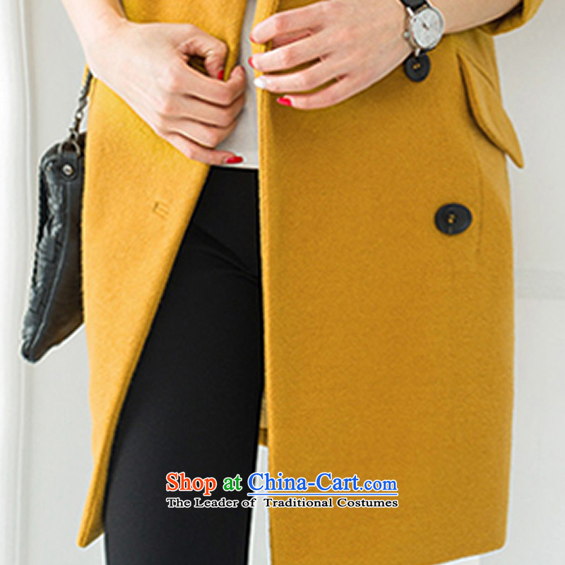 Tong yuan by 2015 wool coat autumn and winter? the new Korean women in a relaxd thick long hair? B231 TIMES SQUARE female turmeric yellow jacket , L, Tong Yuan (TOOSEYUA) , , , shopping on the Internet