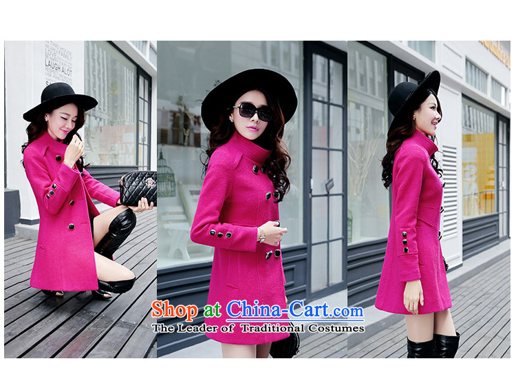 Chikanari 2015 Fall/Winter Collections of female new temperament gross coats Korea version? Thin collar double row is long, large blue jacket? gross L picture, prices, brand platters! The elections are supplied in the national character of distribution, so action, buy now enjoy more preferential! As soon as possible.