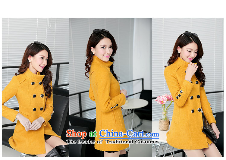 Chikanari 2015 Fall/Winter Collections of female new temperament gross coats Korea version? Thin collar double row is long, large blue jacket? gross L picture, prices, brand platters! The elections are supplied in the national character of distribution, so action, buy now enjoy more preferential! As soon as possible.