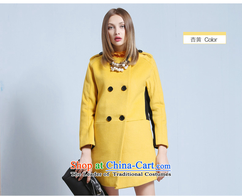 Seashell  2015 winter reverse collar double double-bag pure color leisure long jacket coat)? apricot M picture, prices, brand platters! The elections are supplied in the national character of distribution, so action, buy now enjoy more preferential! As soon as possible.