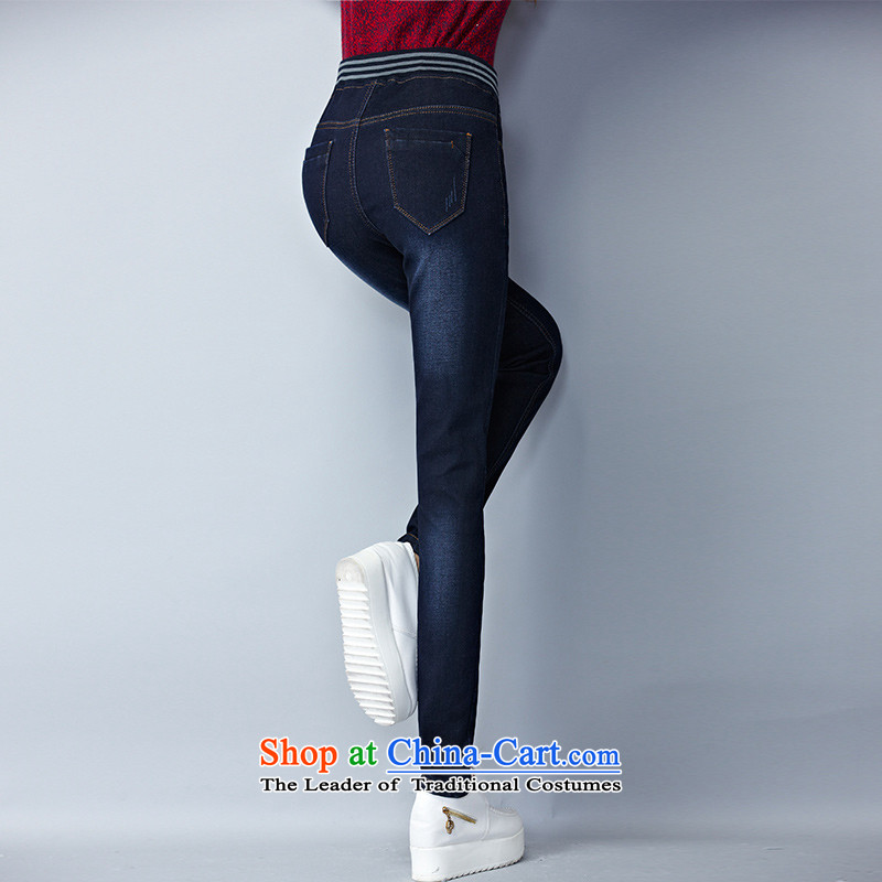 To increase the number missdonut female jeans warm thick mm Korean graphics plus thin-Sau San Thick coated trousers leisure Winter Female dark blue trousers 5xl,missdonut,,, large shopping on the Internet