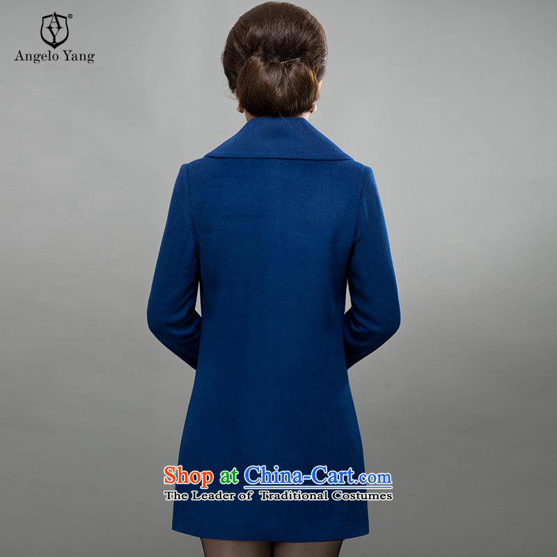 On its large speaker women 2015 autumn and winter coats new cashmere women long Korean mother coat with gross? woolen coat female) to intensify the blue XXXL,ANGELOYANG,,, shopping on the Internet